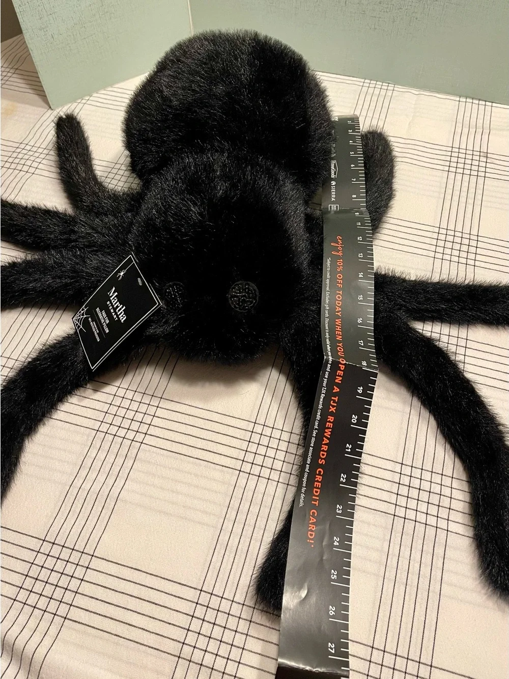 NWT MARTHA STEWART FAUX FUR Plush Black Fuzzy Spider Decor HALLOWEEN